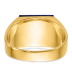 IB Goodman 14k Mens Polished and Textured Black Enameled Imitation Blue Spinel and AA Quality Diamond Masonic Ring