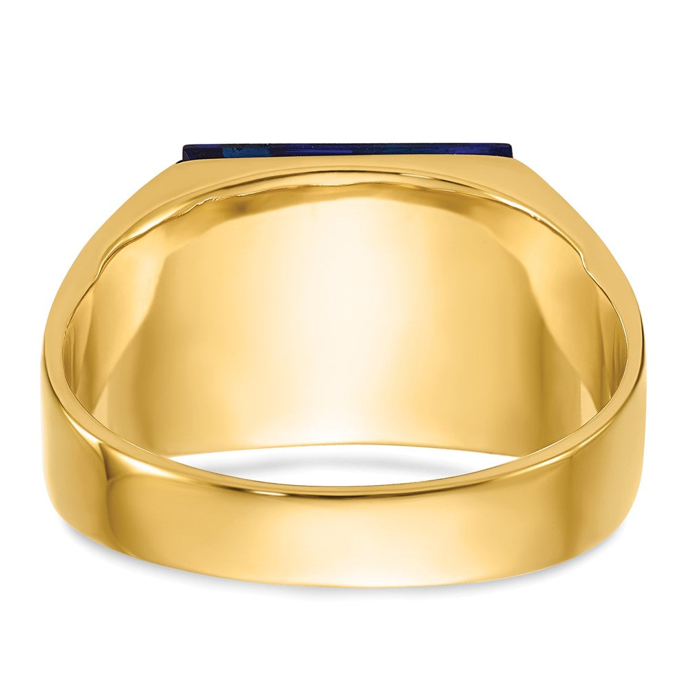 IB Goodman 14k Mens Polished and Textured Black Enameled Imitation Blue Spinel and AA Quality Diamond Masonic Ring