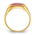 IB Goodman 14k Mens Polished and Textured with Black Enamel and Lab Created Ruby Masonic Ring