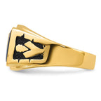 IB Goodman 14k Mens Polished and Textured with Black Enamel and Imitation Blue Spinel Masonic Ring