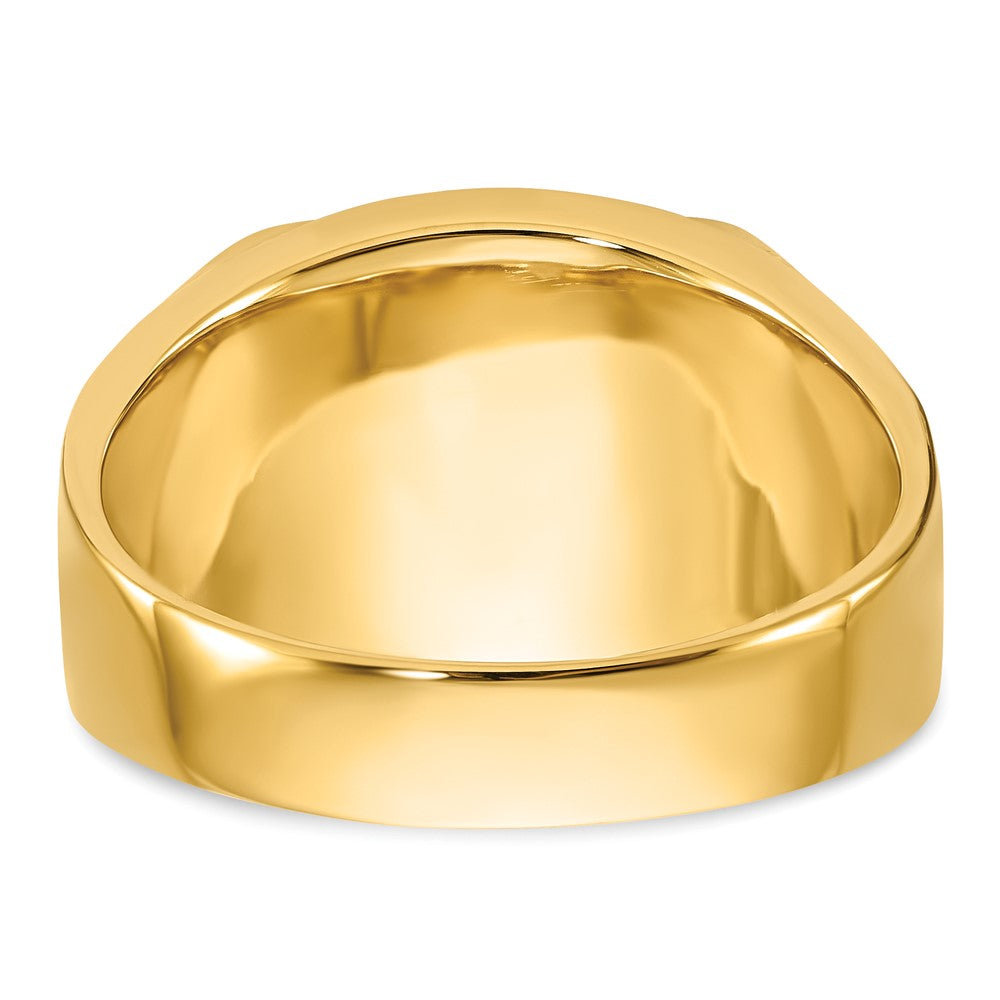 IB Goodman 14k Mens Polished and Textured with Black Enamel and Imitation Blue Spinel Masonic Ring