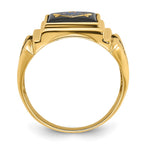 14k White Gold Men's Polished and Textured with Black Enamel and Onyx Masonic Ring