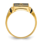 IB Goodman 14k Mens Polished and Textured with Black Enamel Masonic Ring
