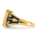 IB Goodman 14k Mens Polished and Textured with Black Enamel Masonic Ring