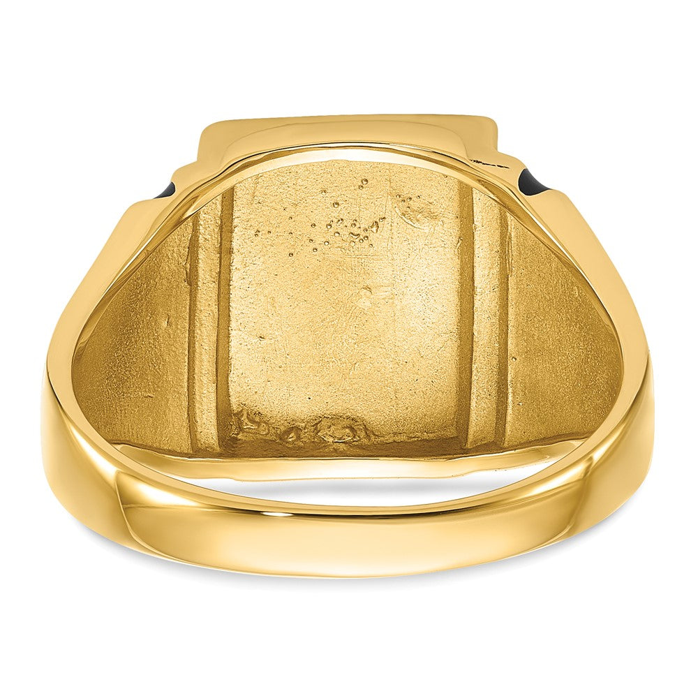 IB Goodman 14k Mens Polished and Textured with Black Enamel Masonic Ring