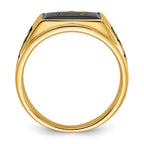 IB Goodman 14k Mens Polished and Textured with Black Enamel and Onyx Masonic Ring