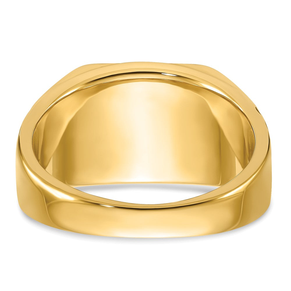 IB Goodman 14k Mens Polished and Textured with Black Enamel and Onyx Masonic Ring