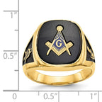 IB Goodman 14k Mens Polished and Textured with Black Enamel and Onyx Masonic Ring