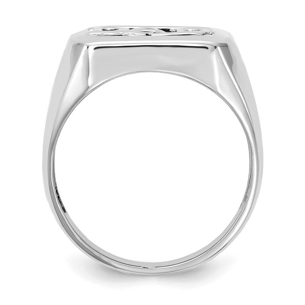 IB Goodman 14k White Gold Rectangle Onyx and AA Diamond Mens DAD Ring