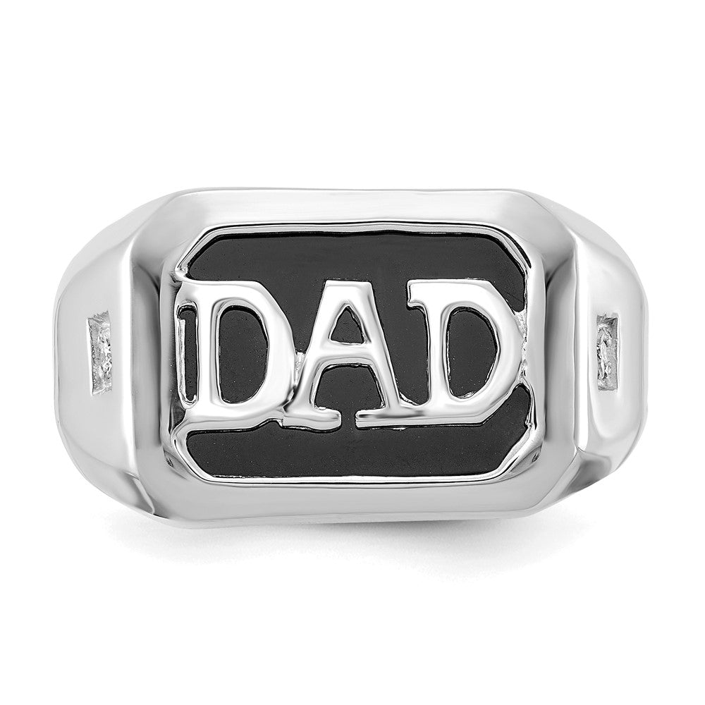 IB Goodman 14k White Gold Rectangle Onyx and AA Diamond Mens DAD Ring