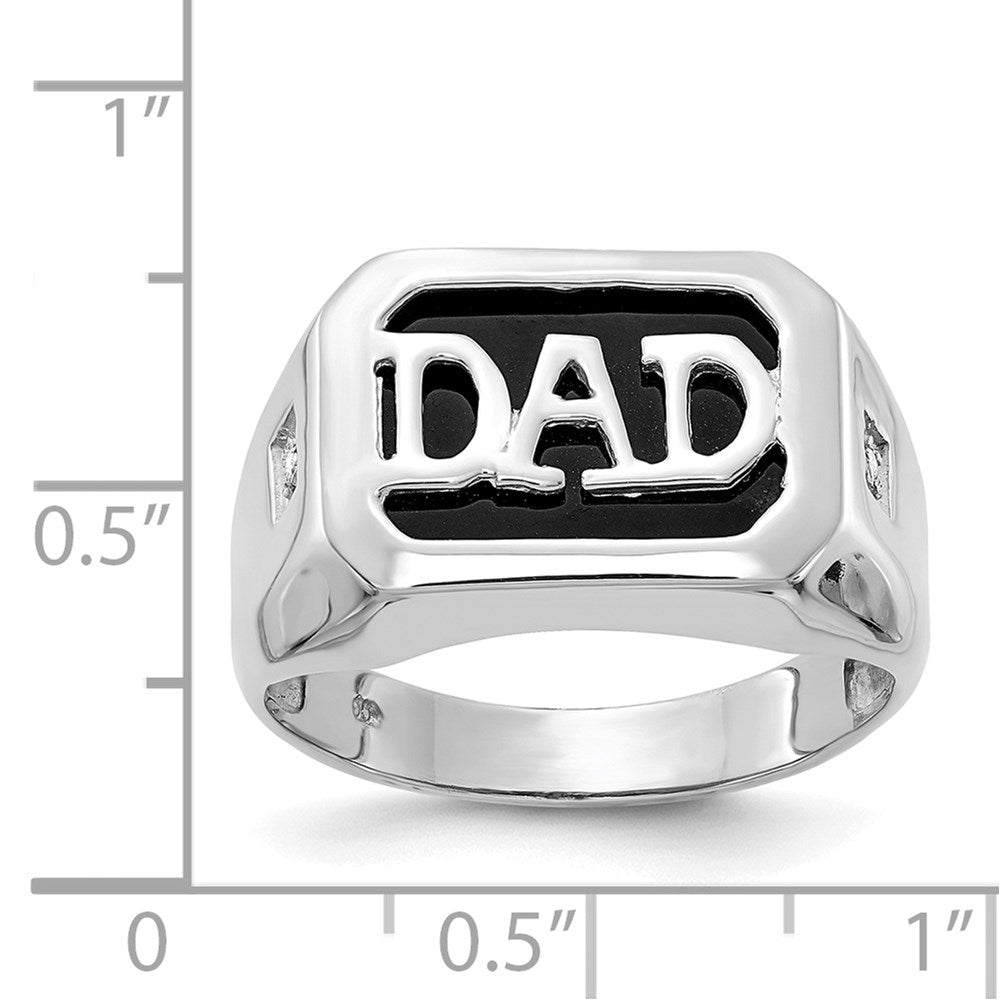 IB Goodman 14k White Gold Rectangle Onyx and AA Diamond Mens DAD Ring