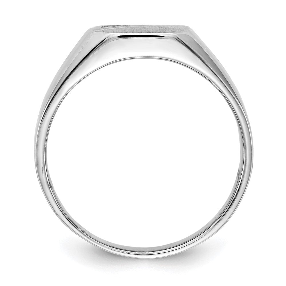 14k White Gold .02ct. AA Diamond 10.0x9.0mm Octagon Open Back Signet Ring
