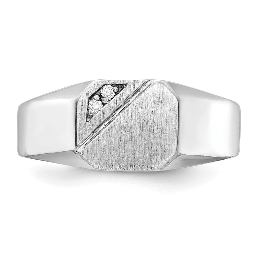14k White Gold .02ct. AAA Diamond 10.0x9.0mm Octagon Open Back Signet Ring