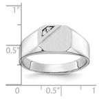 14k White Gold .02ct. AA Diamond 10.0x9.0mm Octagon Open Back Signet Ring