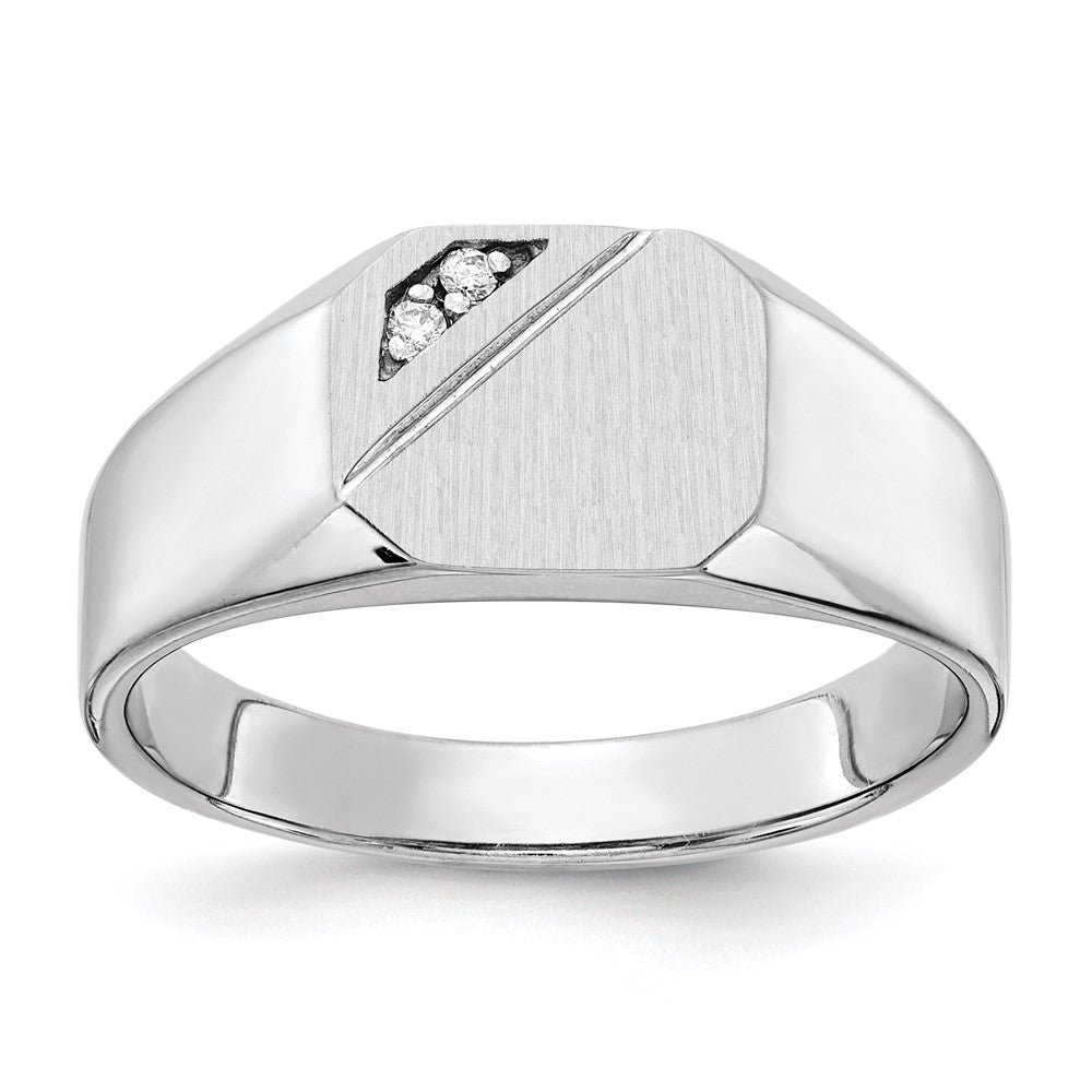 14k White Gold .02ct. A Diamond 10.0x9.0mm Octagon Open Back Signet Ring