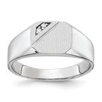 14k White Gold .02ct. AAA Diamond 10.0x9.0mm Octagon Open Back Signet Ring