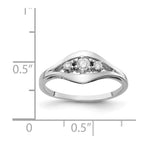 14k White Gold Polished 3-Stone 1/8 carat AA Diamond Ring