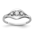 14k White Gold Polished 3-Stone 1/8 carat AA Diamond Ring