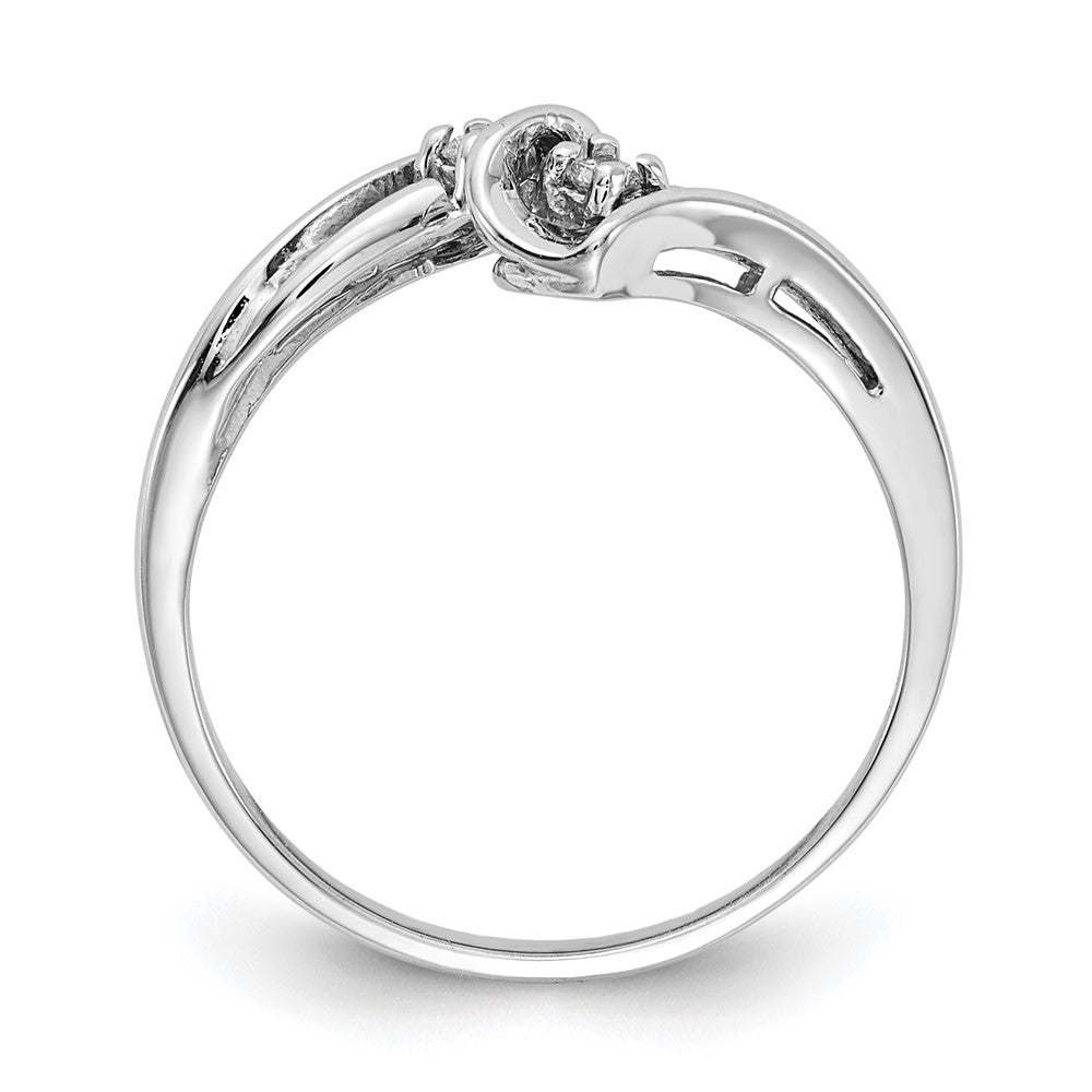 14k White Gold 2-Stone 1/20 carat A Diamond Bypass Ring
