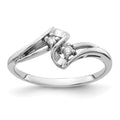 14k White Gold 2-Stone 1/20 carat AAA Diamond Bypass Ring