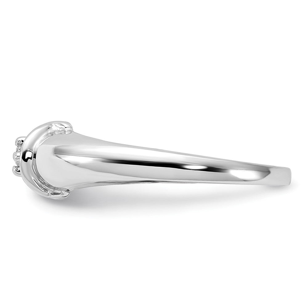14k White Gold Polished AAA Diamond Ring