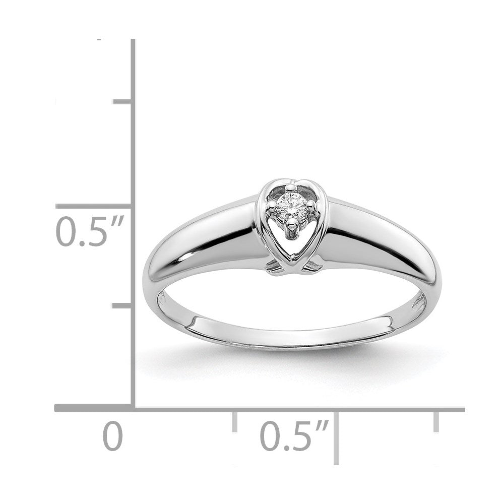 14k White Gold Polished AAA Diamond Ring