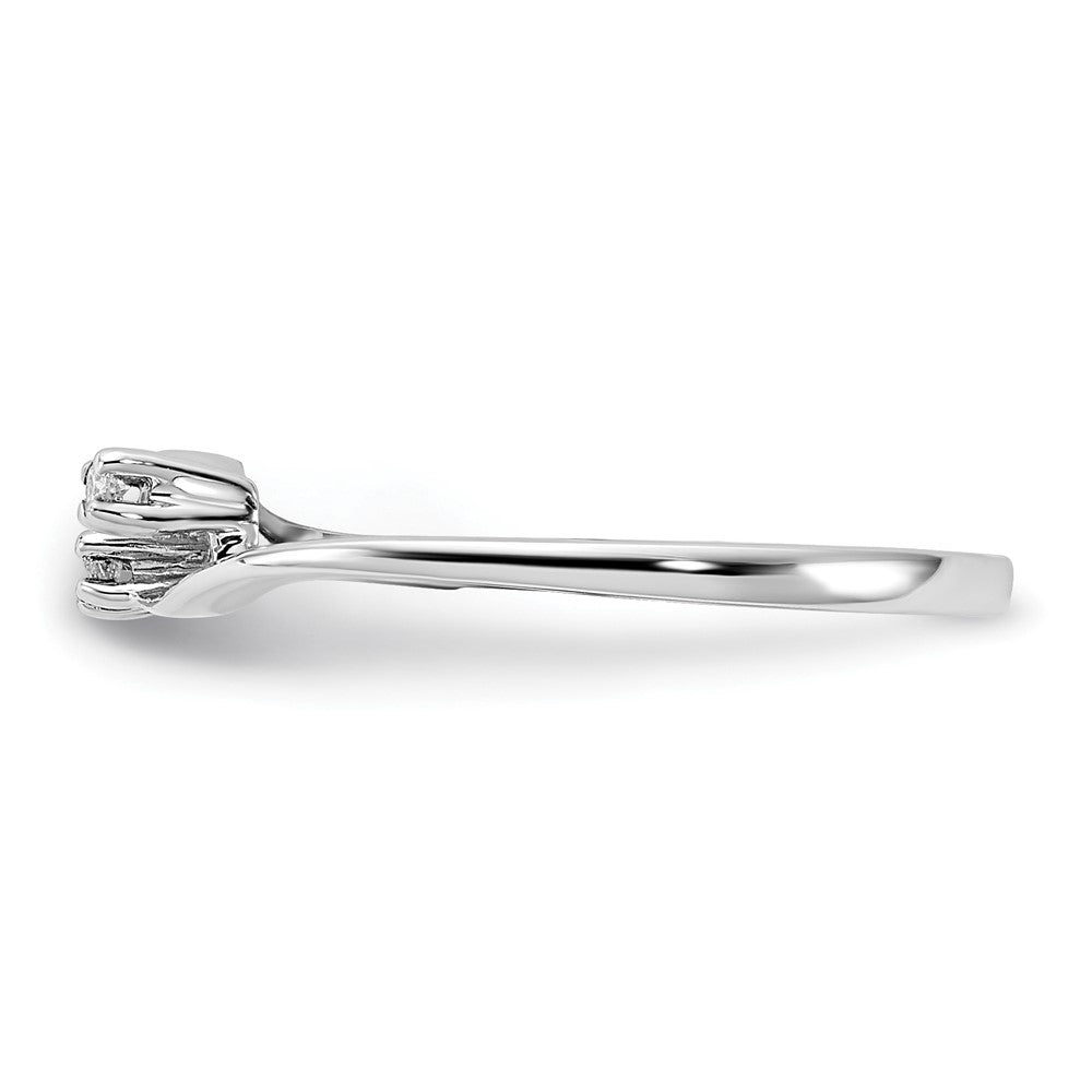 14k White Gold Polished 2-Stone AA Diamond Bypass Ring