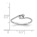 14k White Gold Polished 2-Stone AA Diamond Bypass Ring