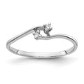 14k White Gold Polished 2-Stone AA Diamond Bypass Ring