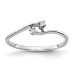 14k White Gold Polished 2-Stone AA Diamond Bypass Ring