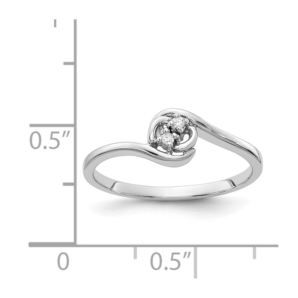 14k White Gold Polished 2-Stone AA Diamond Bypass Ring