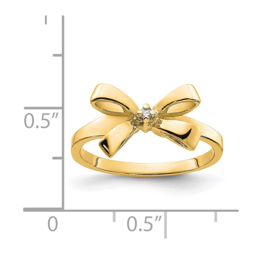 14k Polished AA Diamond Bow Ring