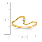 14k AA Diamond Curved Ring