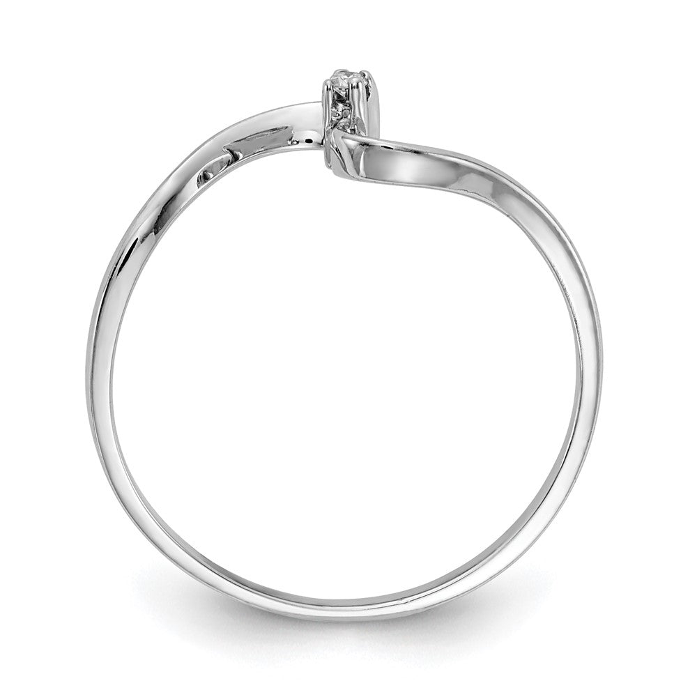 14k White Gold AAA Diamond Curved Ring