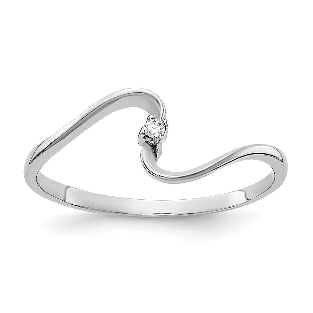 14k White Gold AAA Diamond Curved Ring