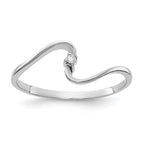 14k White Gold AAA Diamond Curved Ring