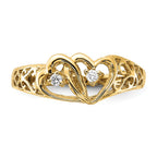 14k Polished 1/20 carat VS Diamond Two Hearts Ring