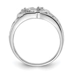 14k White Gold Polished 1/20 carat AA Diamond Two Hearts Ring
