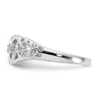 14k White Gold Polished 1/20 carat AA Diamond Two Hearts Ring