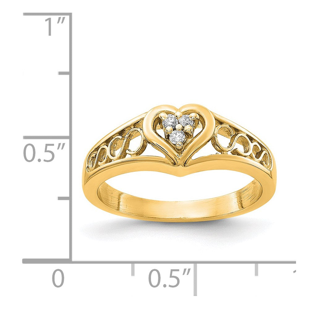 14k Polished 1/20 carat VS Diamond Heart Ring