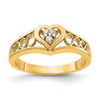 14k Polished 1/20 carat A Diamond Heart Ring