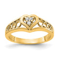 14k Polished 1/20 carat AAA Diamond Heart Ring