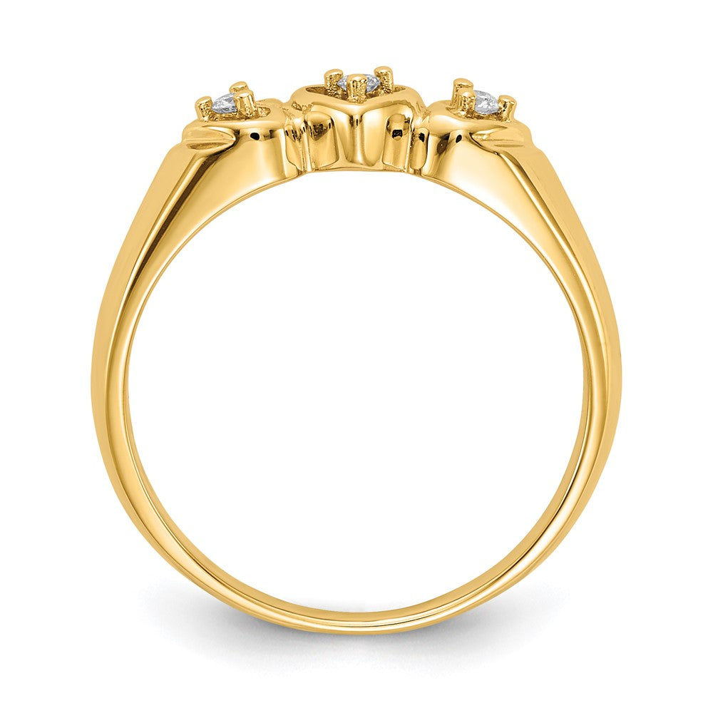 14k 1/20 carat AAA Diamond Triple Heart Ring