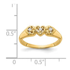 14k 1/20 carat AAA Diamond Triple Heart Ring