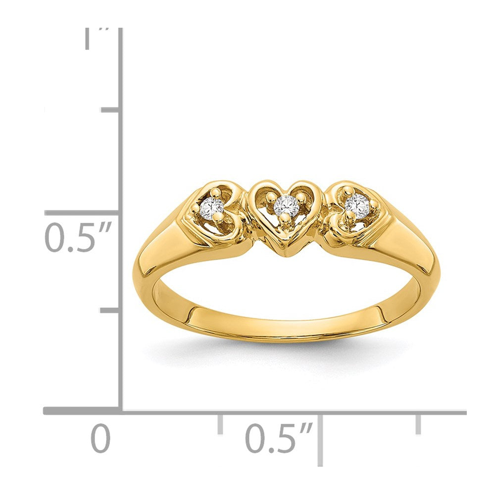14k 1/20 carat AAA Diamond Triple Heart Ring