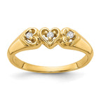 14k 1/20 carat AA Diamond Triple Heart Ring