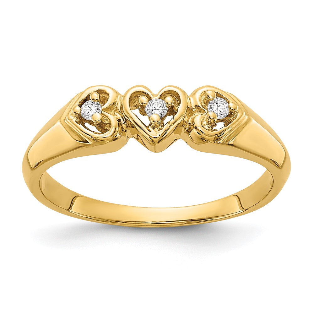 14k 1/20 carat A Diamond Triple Heart Ring