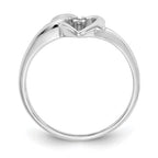 14k White Gold Polished AA Diamond Heart Ring