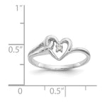 14k White Gold Polished AA Diamond Heart Ring