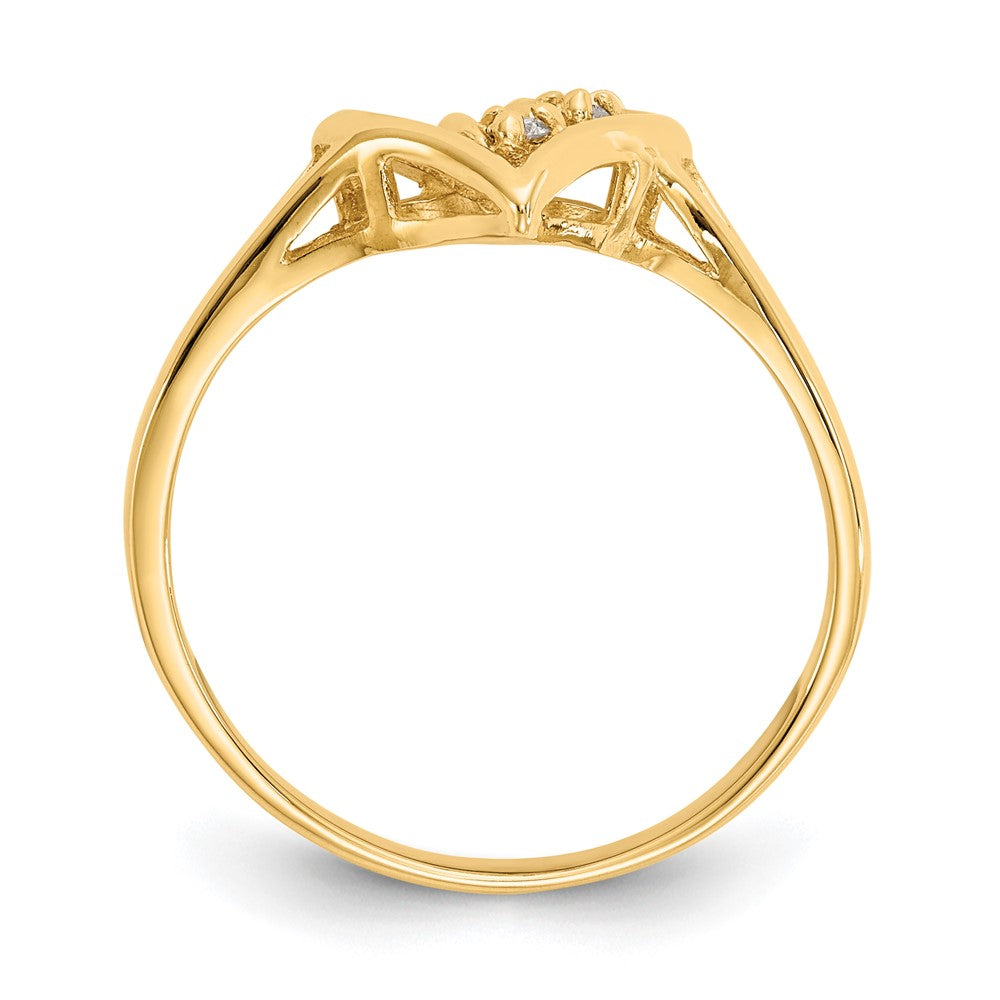 14k Polished A Diamond Swirled Heart Ring